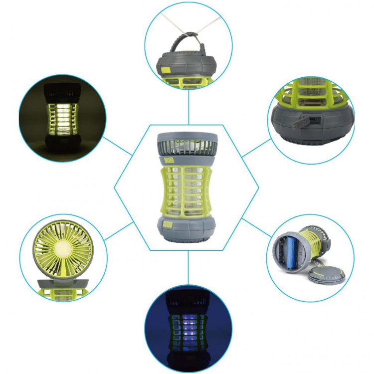 Atom Campinglykta med Myggfälla/ Fläkt