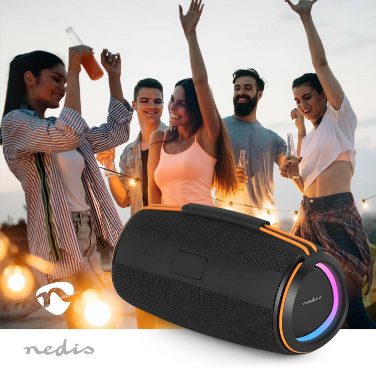 Nedis Bluetooth® Speaker | 360 min | Håndholdt design | 60 W | Stereo | Hjem / Portable / Utendørs | Linkable | Oransje / Sort