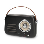 Nedis FM-radio | Bærbar design | Bluetooth® / FM | Accu drevet / USB-Strøm | Analog | 10 W | Bluetooth® | Sort