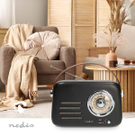 Nedis FM-radio | Bærbar design | Bluetooth® / FM | Accu drevet / USB-Strøm | Analog | 10 W | Bluetooth® | Sort