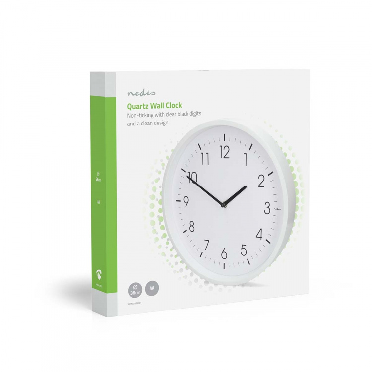 Nedis Veggur | Diameter: 360 mm | ABS | Stille bevegelse | Hvit