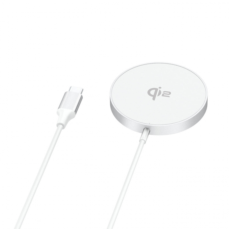 Gear Trådløs Lader Qi2 Rask Lading 15W Sølv/Aluminium