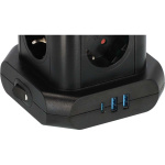 Brennenstuhl Strømskinne-tårn med 8 strømskinner i 45°-konfigurasjon (2x USB A & 1x USB C Power Delivery, med 2 m kabel, topolet bryter)