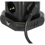 Brennenstuhl Strømskinne-tårn med 8 strømskinner i 45°-konfigurasjon (2x USB A & 1x USB C Power Delivery, med 2 m kabel, topolet bryter)