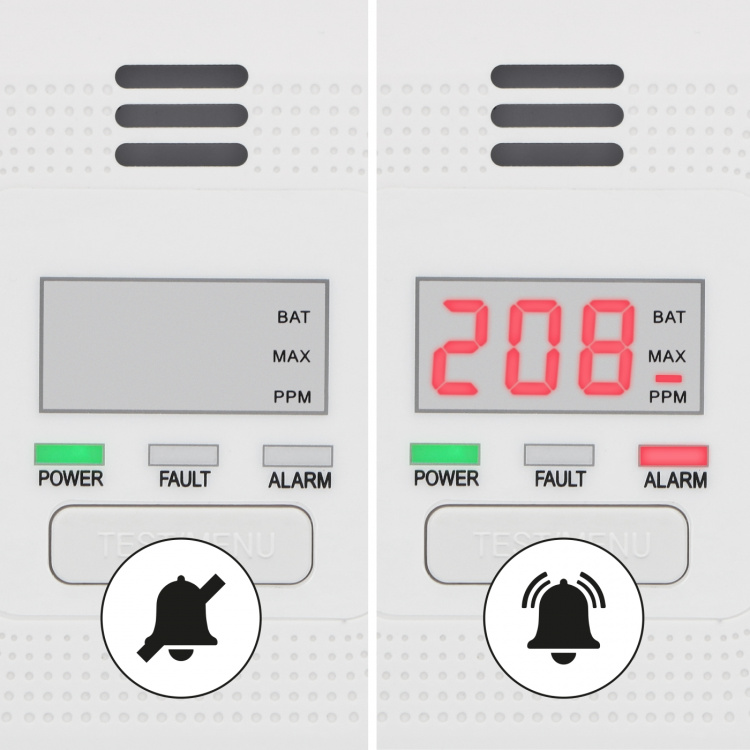 Alecto Karbonmonoksidalarm med display og 10 års batteri- og sensortid
