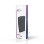 Nedis Power Bank | 10000 mAh | 1.5 / 1.67 / 2.0 / 2.22 / 3.0 A | Antall utganger: 3 | Utgangstilkobling: 1x USB-C™ / 2x USB-A | Inngangstilkobling: 1x USB-C™ | PD3.0 20W | Lithium-Polymer | Display