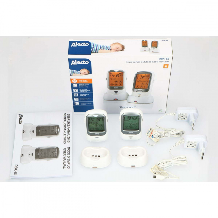 Alecto Lang rekkevidde utendørs babycall hvit/antrasitt