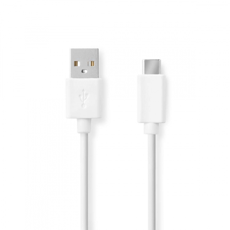 Nedis USB-kabel | USB 2.0 | USB-A Han | USB-C™ Hann | 15 W | 480 Mbps | Nikkel belagt | 0.50 m | Rund | PVC | Hvit | Label