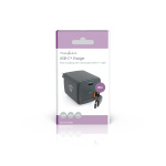 Nedis vegg lader | Med uttrekkbar kabel | 30 W | GaN | PD3.0 30W | 1.5 / 2.0 / 2.5 / 3.0 A | Antall utganger: 1 | USB-C™ | Uttrekkbar USB-C™-kabel | 0.75 m | Automatisk Spenning Utvalg | Sort