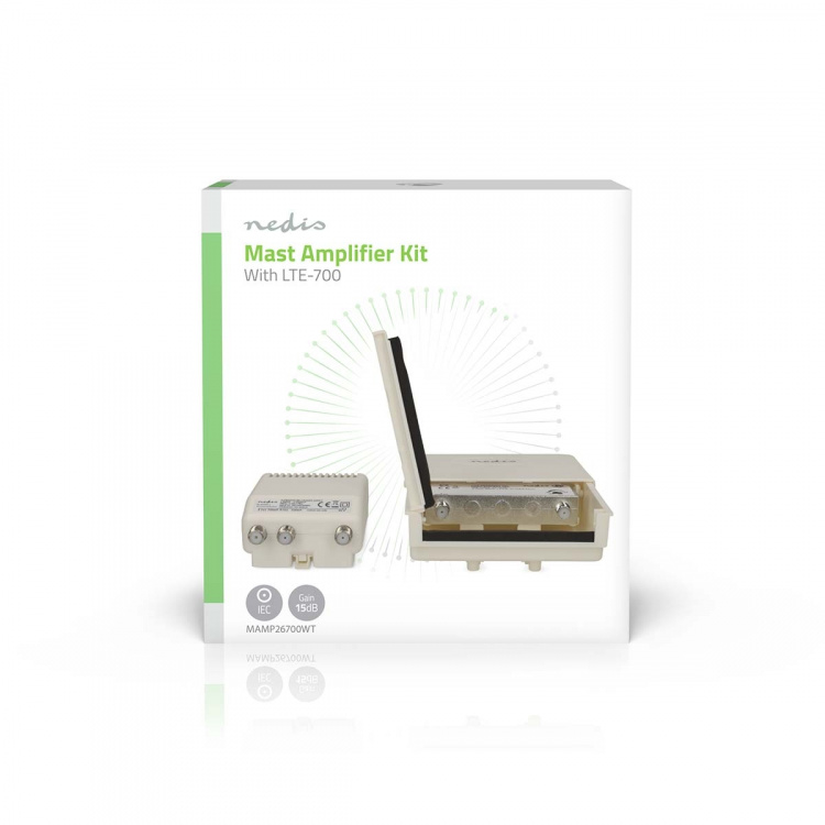 Nedis Mast Forsterker | Antall utganger: 2 | Forsterkningskontroll: 15 - 30 dB | F-Hun | Støytall: 4 dB | Hvit