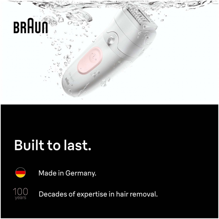 Braun Epilator Silk·épil 5, Wet & Dry, Enkel Hårborttagning, Långvarigt Slät Hud, 5-011, Flamingo