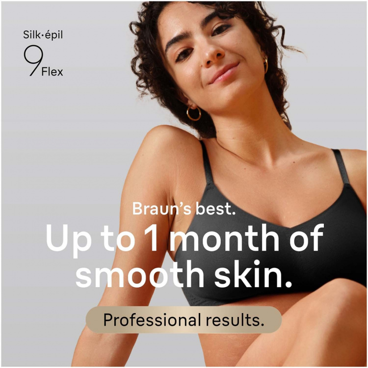 Braun Epilator Silk·épil 9 Flex Wet & Dry, Långvarigt Slät Hud, 9-030 3D, Guld