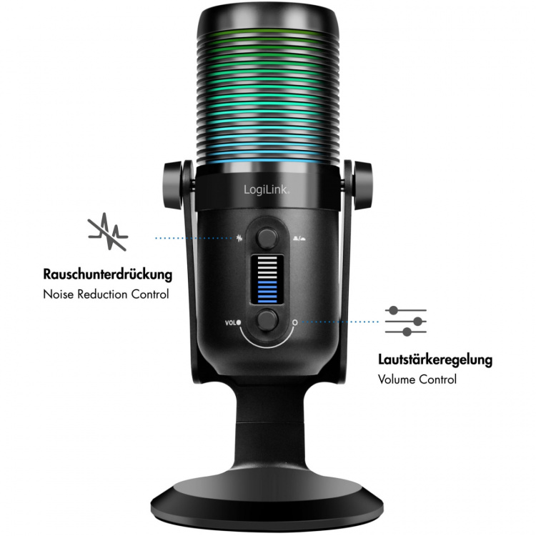 LogiLink Mikrofon USB Riktad/Rundstrålande NRC RGB Svart