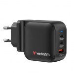 Verbatim Mini GaN-lader 70 W, 3 porter, US-stikkontakt med EU- og UK-adaptere