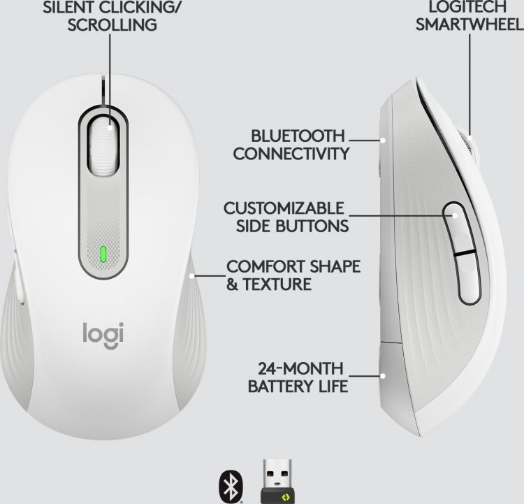 Logitech Signature M650 trådløs mus, hvit
