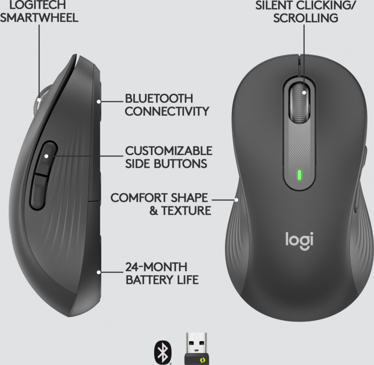 Logitech Signature M650 L LEFT – trådløs mus, svart