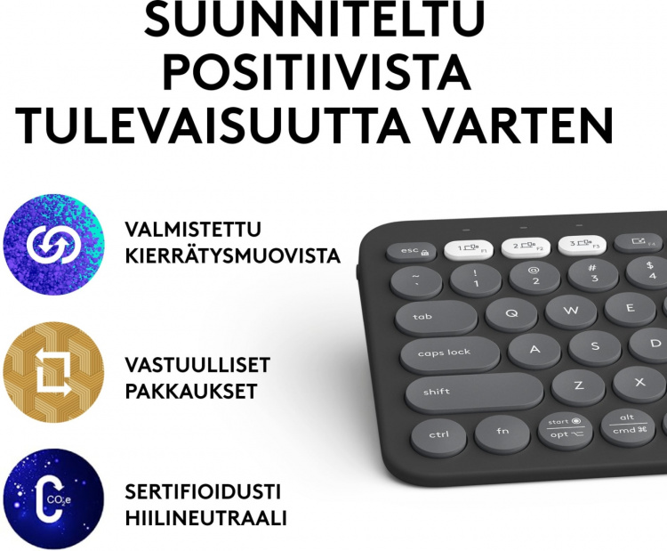 Logitech Pebble Keys 2 K380s-tastatur, grå