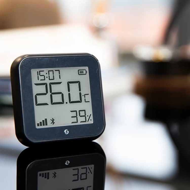 Shelly H&T Gen3 fuktighets- og temperaturmåler, svart