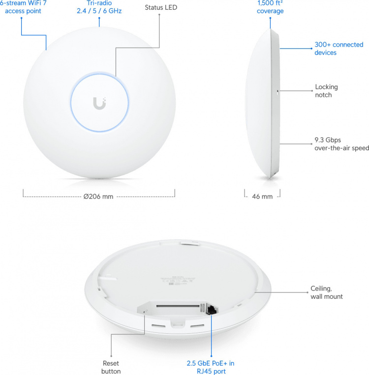 Ubiquiti UniFi 7 Pro -WiFi-tilgangspunkt