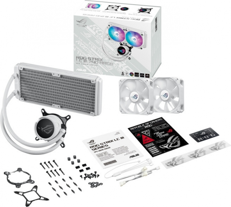 ASUS ROG STRIX LC III 240 ARGB White Edition – væskekjølesystem, hvitt