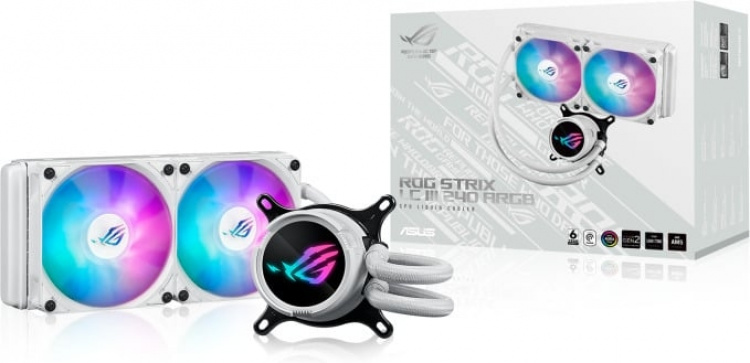 ASUS ROG STRIX LC III 240 ARGB White Edition – væskekjølesystem, hvitt