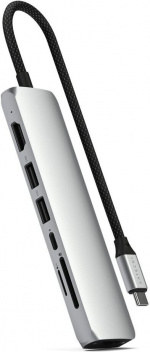 Satechi 7-i-1 USB-C Slim Multiport-adapter med Ethernet, sølv