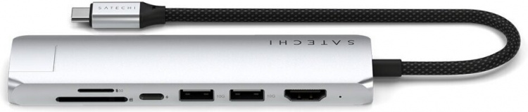 Satechi 7-i-1 USB-C Slim Multiport-adapter med Ethernet, sølv