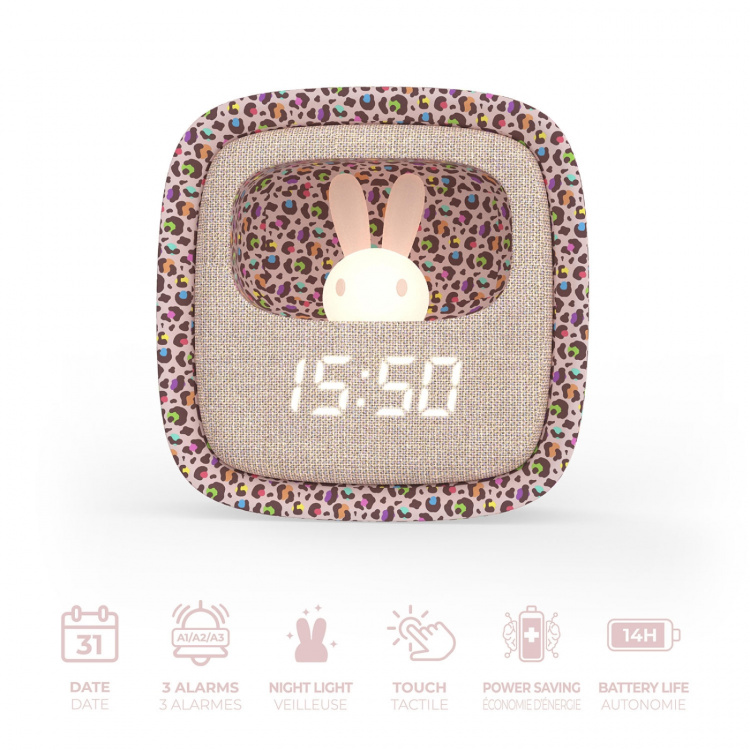 Mobility On Board Vekkerklokke med Lys Billy Clock Blue Leopard