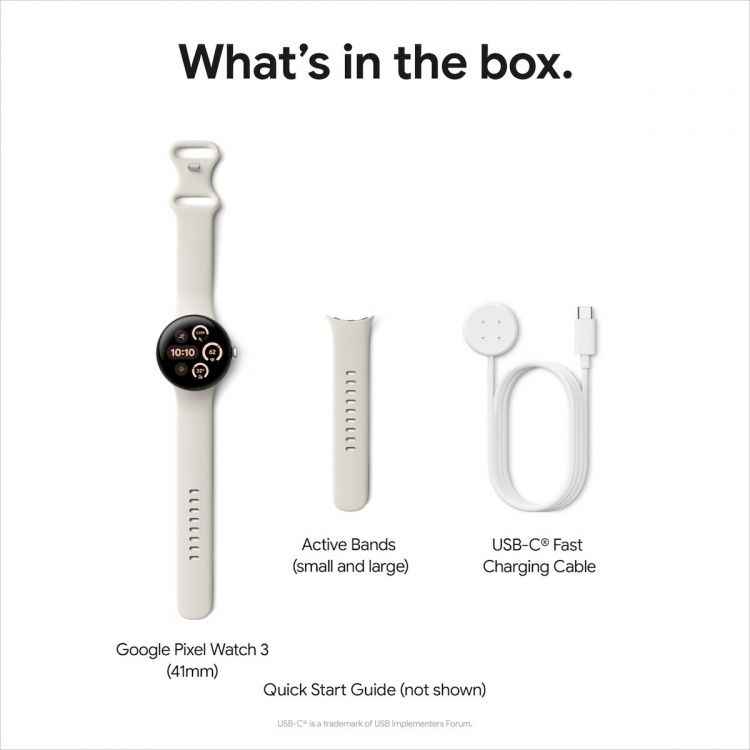 Google Pixel Watch 3 WiFi-smartklokke, 41 mm, Porcelain / Polished Silver