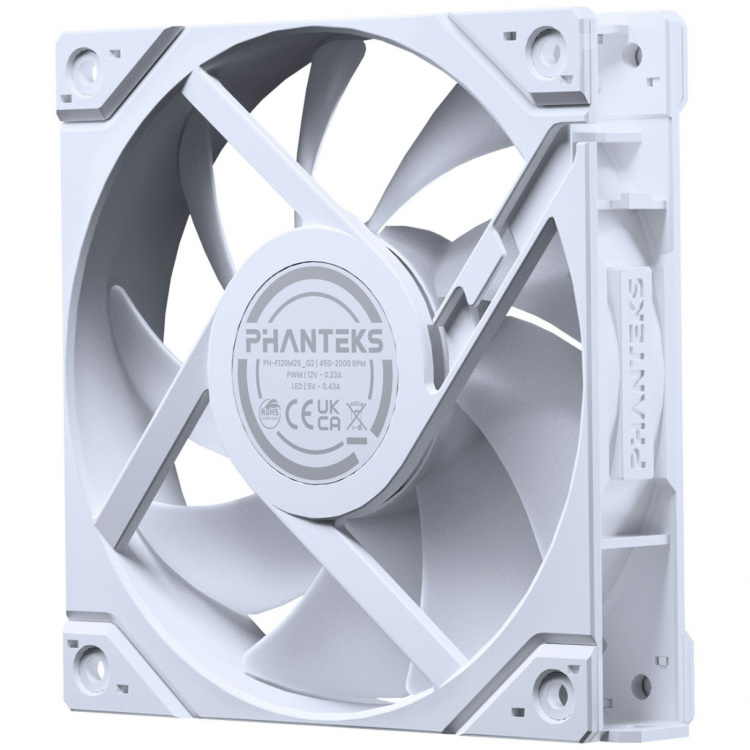Phanteks M25 Gen2 120 mm PWM DRGB Reverse-vifte, hvit