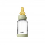 BIBS Rund glassflaske med latex-småstrøm – salvie – 120 ml