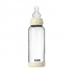 BIBS Glassflaske, rund, silikon, middels strømning – elfenben – 240 ml