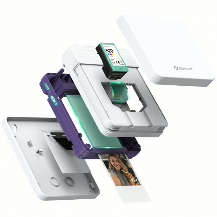 Denver Mobil färg-skrivare Bluetooth Batteri App-styrd MCP-6010 Vit