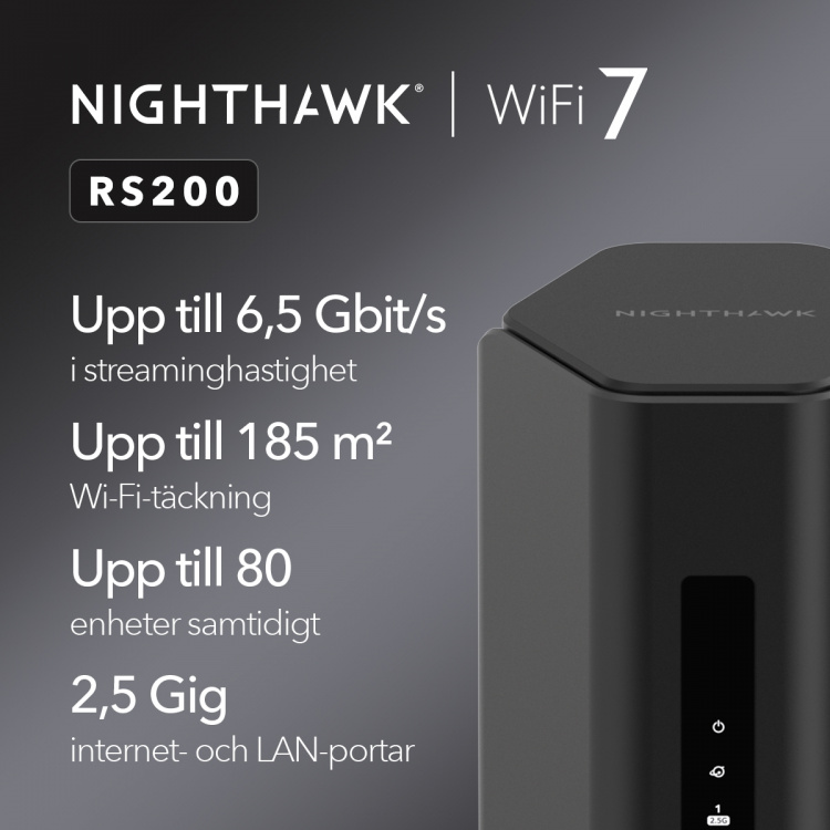 Netgear Nighthawk WiFi 7 Router RS200, 6.5Gbps Netgear
