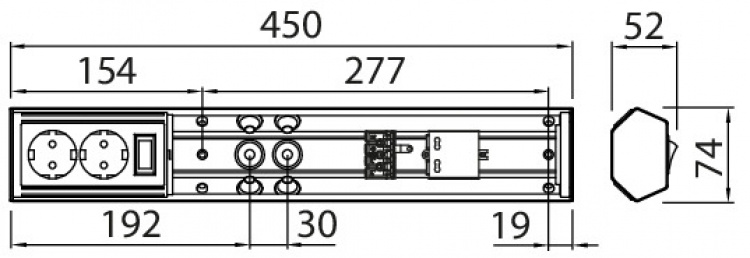 Airam Bänkbelysning LED Handy 450mm 2 x uttag IP21 Airam